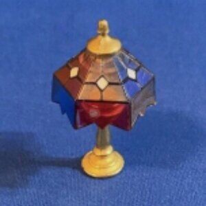 VINTAGE TIFFANY STYLE TABLE BRASS LAMP FOR MINIATURE DOLLHOUSE
